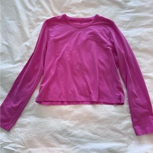 Lululemon long sleeve cotton classic fit tee sonic pink 8 EUC